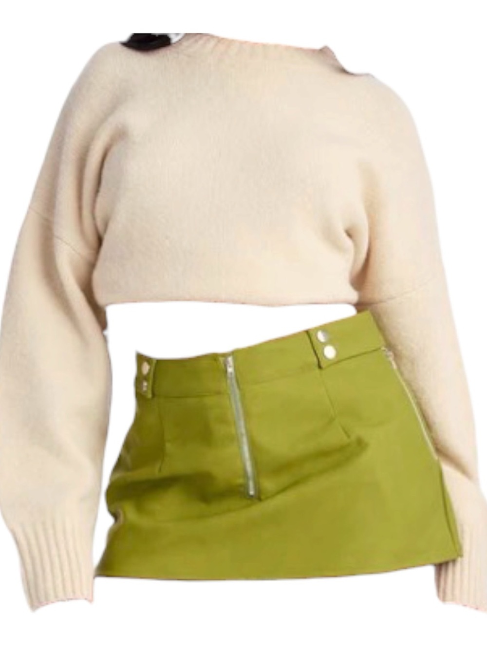 Fashion Nova Olive Green Mini Skirt with Front Zip Detail size small